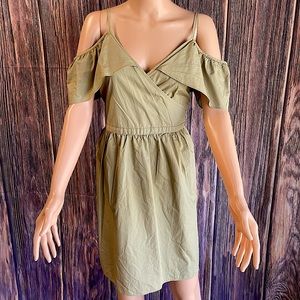 Madewell size 14 forest green tie dress summer flowy with adjustable straps